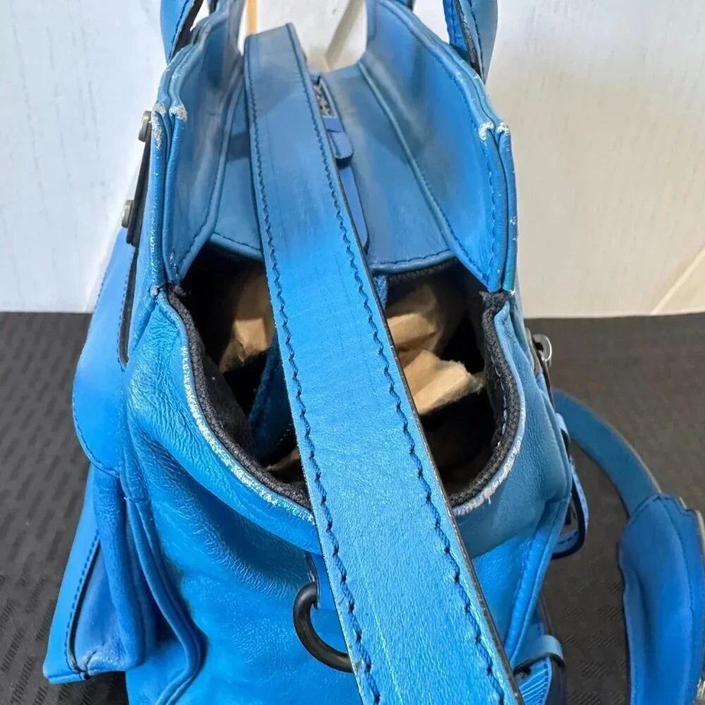 Rag & Bone Small Blue Leather Pilot Bag